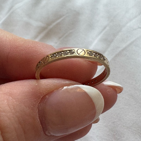 14k Yellow Gold Pave Screw Band - Picture 5 of 15